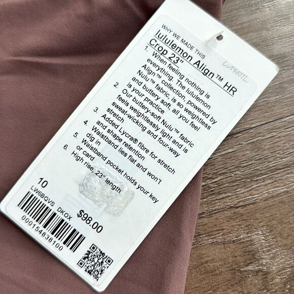 Lululemon Align High-Rise Crop 23" Dark Oxide size 10 NWT - Picture 2 of 6
